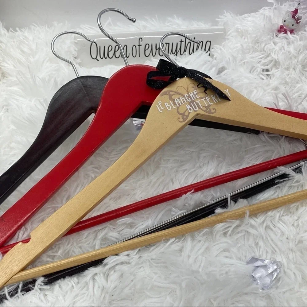 Personalized Branding 2 Wood Hangers w/ Closet or IG Handle Logo